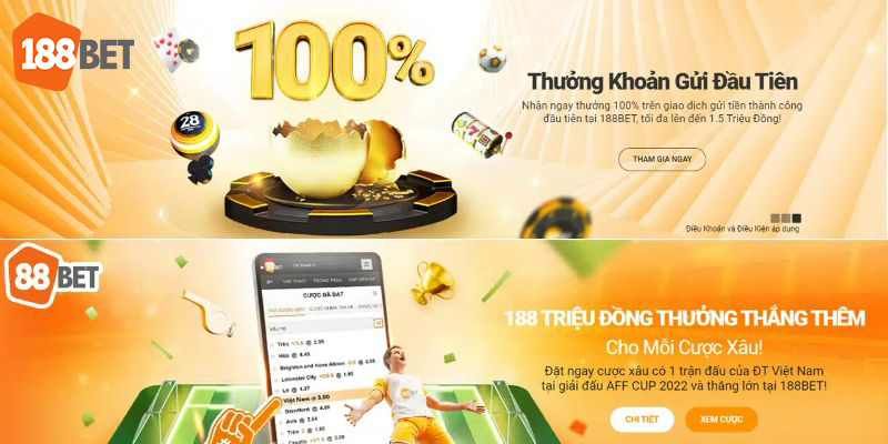 Ưu đãi dành riêng cho thành viên thực hiện đăng ký mới lần đầu tại 188bet